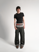 DOUBLE-WAISTED BAGGY JEANS