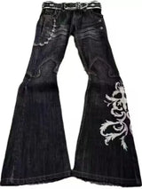 PUNK FLARE EMBROIDERED JEANS