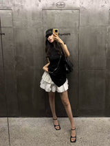 RIVET PLEATED ZIPPER VEST