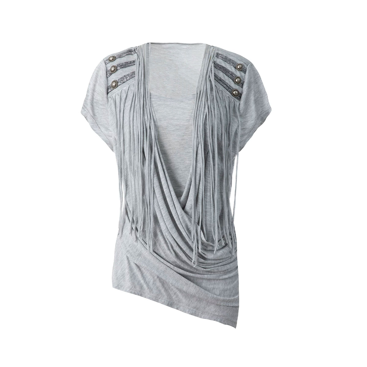TASSEL DRAPE KNIT T-SHIRT
