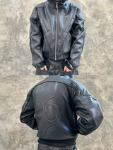 SPARKLY HOODED LEATHER JACKET