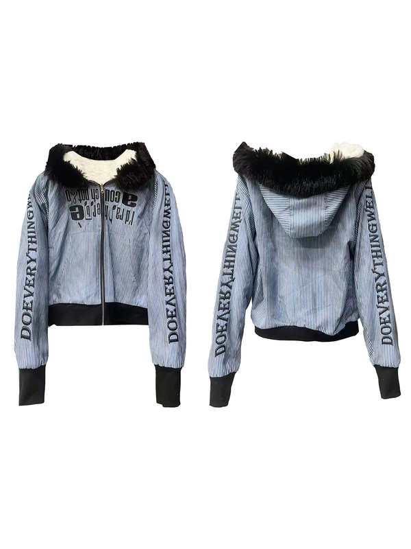 DISTRESSED LAMBSWOOL HOODED JACKET