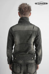 WASHED DENIM ZIP JACKET