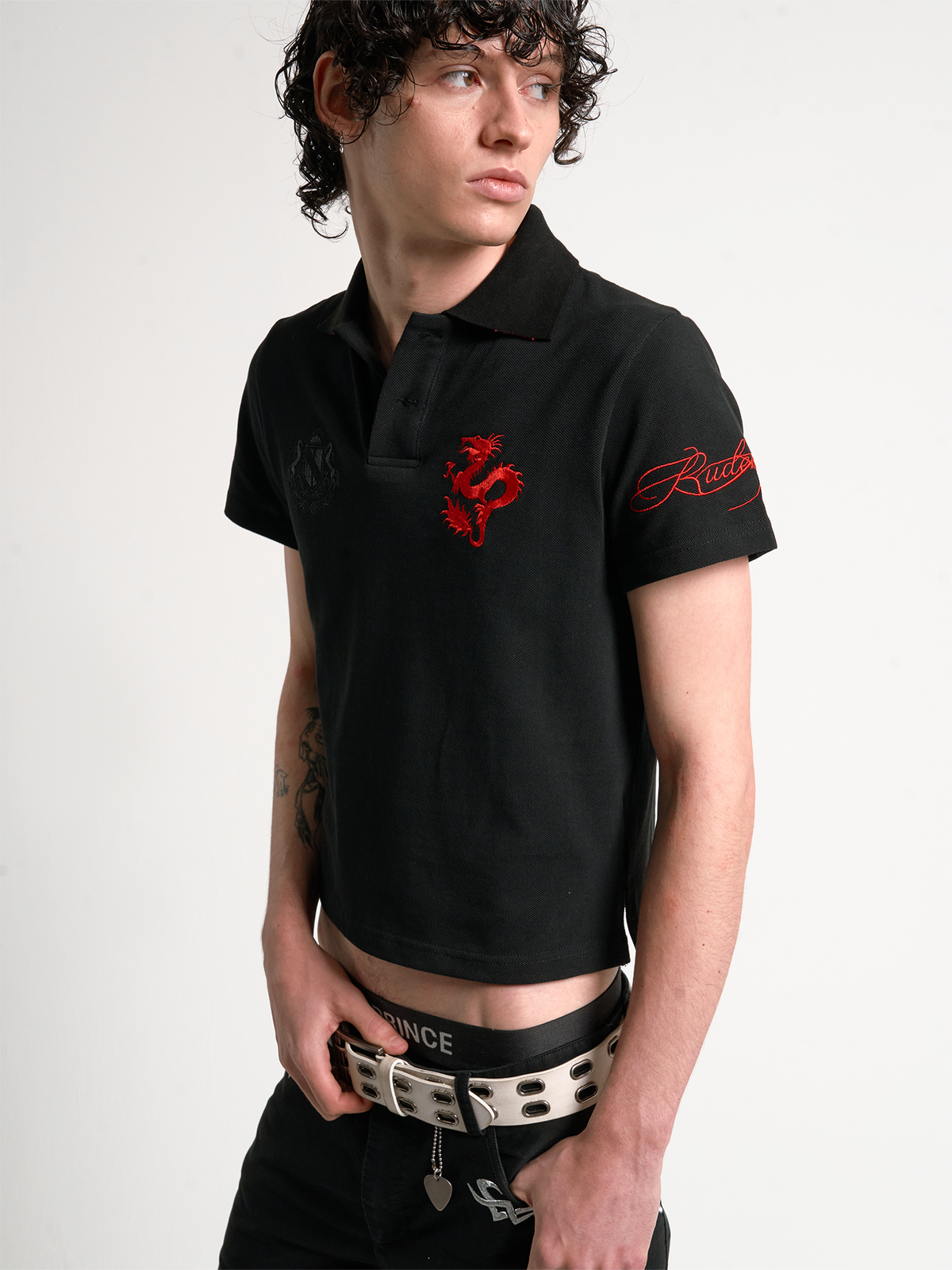RED DRAGON EMBROIDERED POLO T-SHIRT