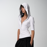 SLIM FIT HOODED ATHLETIC T-SHIRT