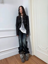 VINTAGE FRAYED STRAIGHT JEANS