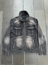 WASHED DENIM ZIP JACKET