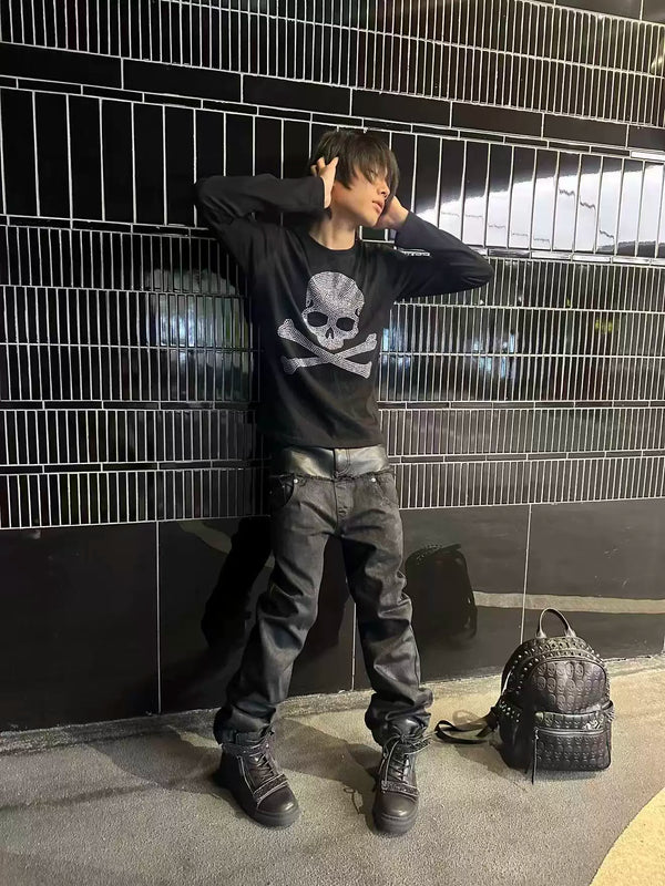 SKULL PATTERN LONG SLEEVE TEE