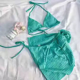 BLUE-GREEN TIE-SIDE BIKINI SET