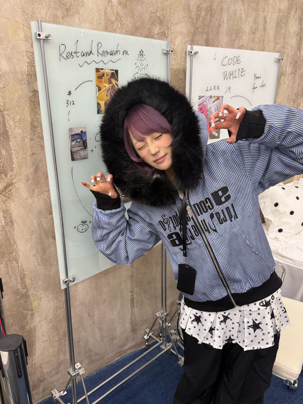 DISTRESSED LAMBSWOOL HOODED JACKET