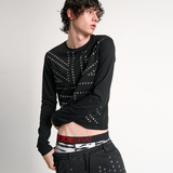 RHINESTONE-STUDDED BLACK TOP