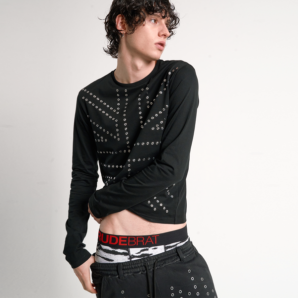 RHINESTONE-STUDDED BLACK TOP