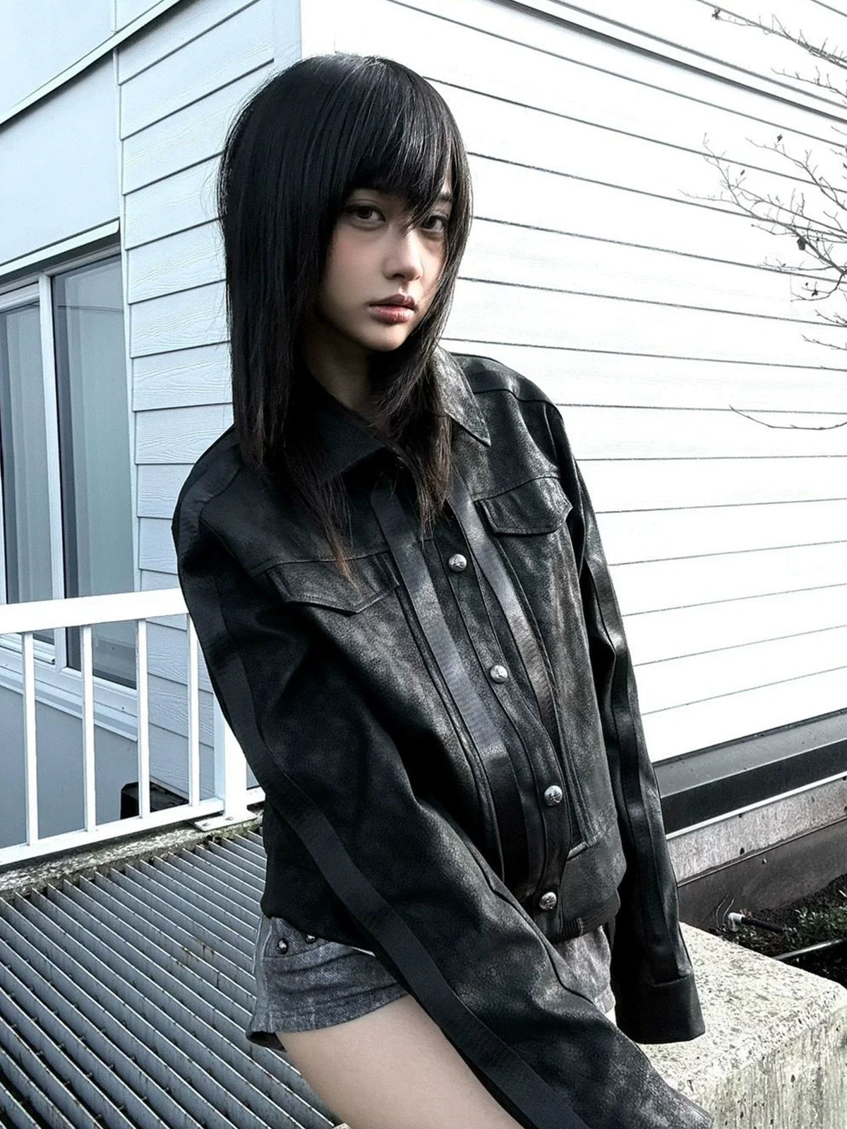 VASCULAR PATTERN SUEDE JACKET