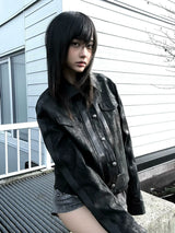 VASCULAR PATTERN SUEDE JACKET