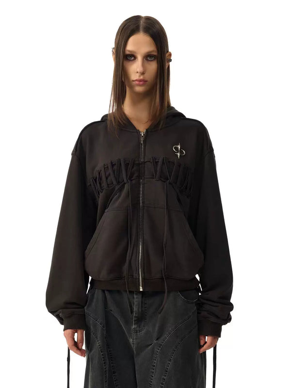 MULTI-STRIPE ZIPPER SWEATSHIRT JACKET