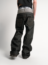DOUBLE-WAISTED BAGGY JEANS