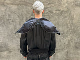 PLEATED LEATHER HOODED JACKET