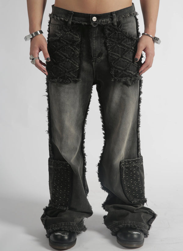 FLARED DENIM WASH JEANS