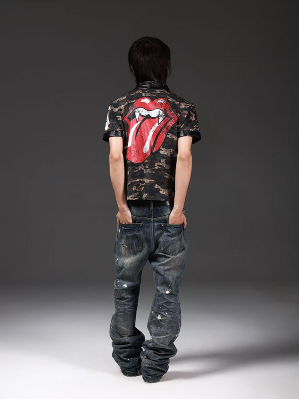 CAMOUFLAGE RIVET POLO SHIRT