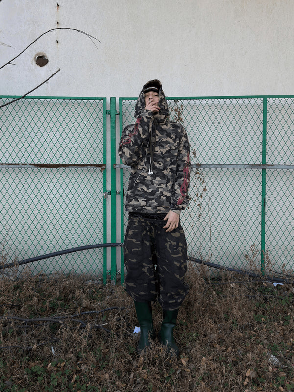 FLAME CAMO FITTED HOODIE
