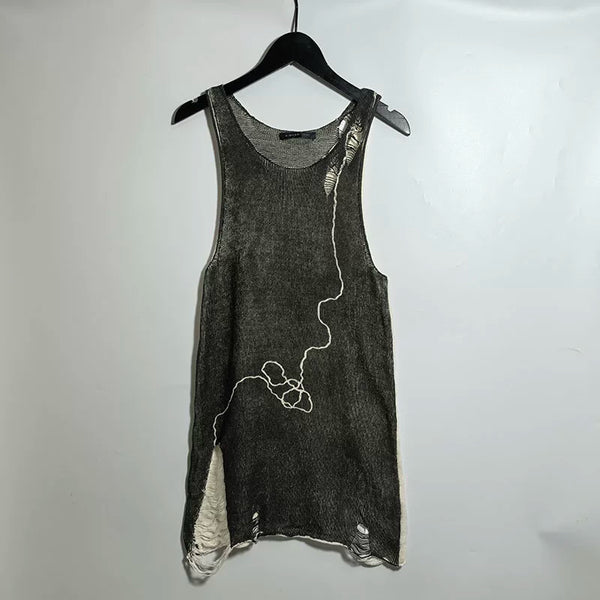 PRINTED COTTON KNIT VEST