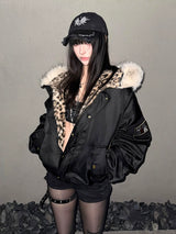 LEOPARD PRINT PILOT JACKET