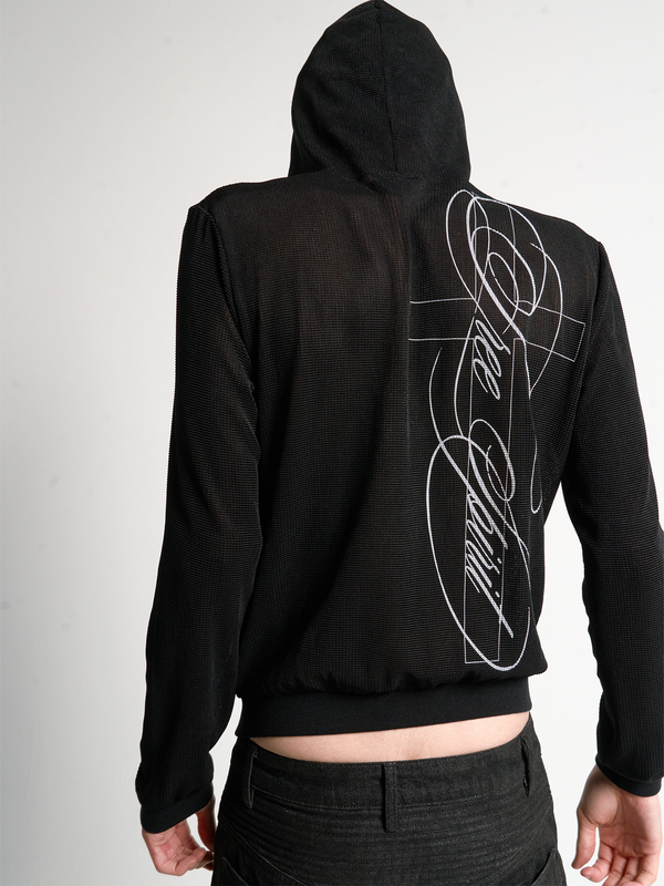 SHEER MESH ZIPPER CARDIGAN