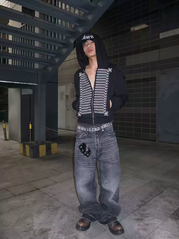 FADED CAT'S-EYE WIDE-LEG JEANS