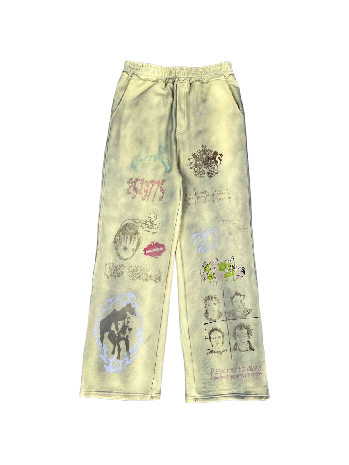 DISTRESSED YELLOW SWEATPANTS