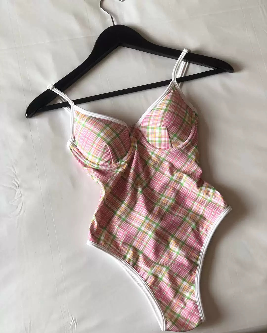 CHECKERED POLKA-DOT ONE-PIECE SWIMSUIT