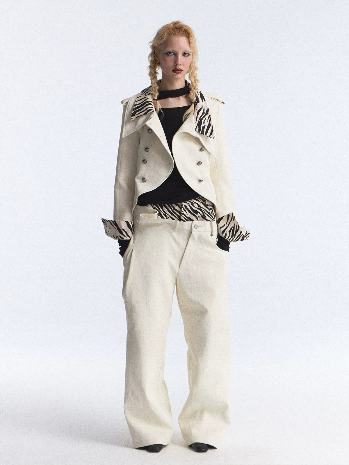 RETRO ZEBRA PRINT LEATHER JACKET