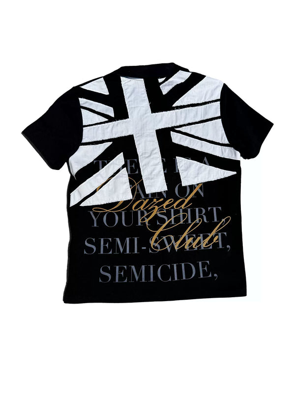 BEIGE FLAG EMBROIDERED POLO T-SHIRT