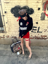 LEOPARD PRINT RIVET SWEATER