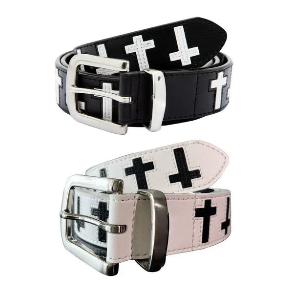 BLACK WHITE PATCHWORK BELT