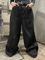 HAND BRUSHED WIDE LEG JEANS
