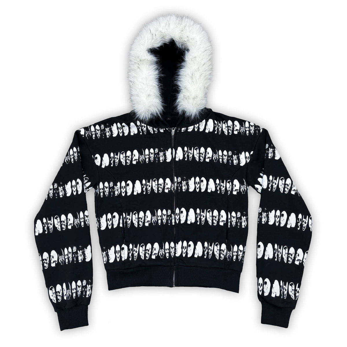 SKULL STRIPED ZIPPER SWEATSHIRT