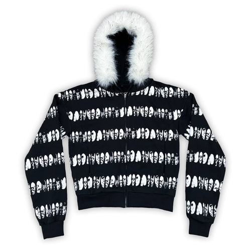 SKULL STRIPED ZIPPER SWEATSHIRT