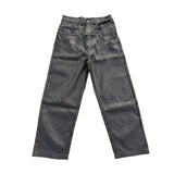 LASER PRINT PATCHWORK DENIM PANTS