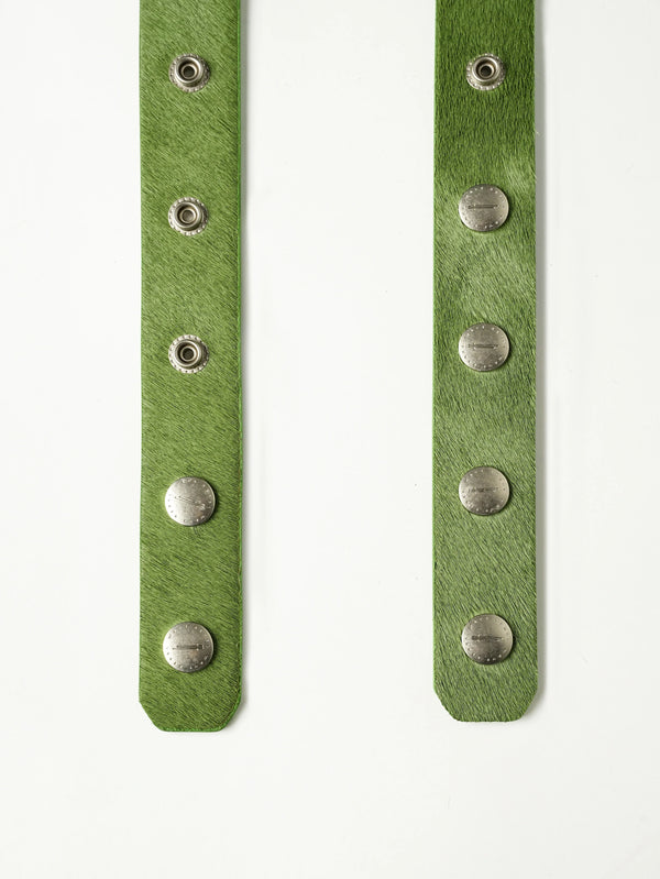 GREEN PONY HAIR BUCKLE BELT