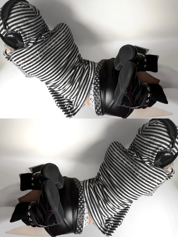 DIZZY CANDY STRIPED HOODIE TEE