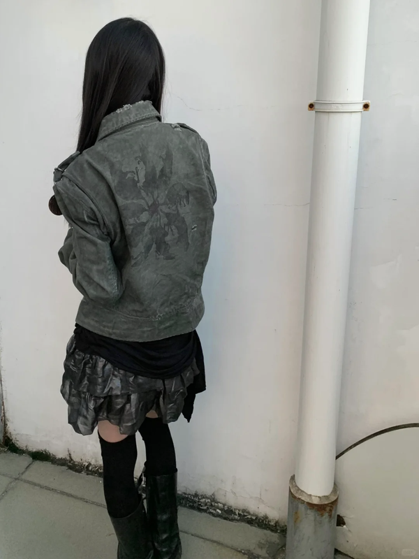 DISTRESSED BIKER JACKET