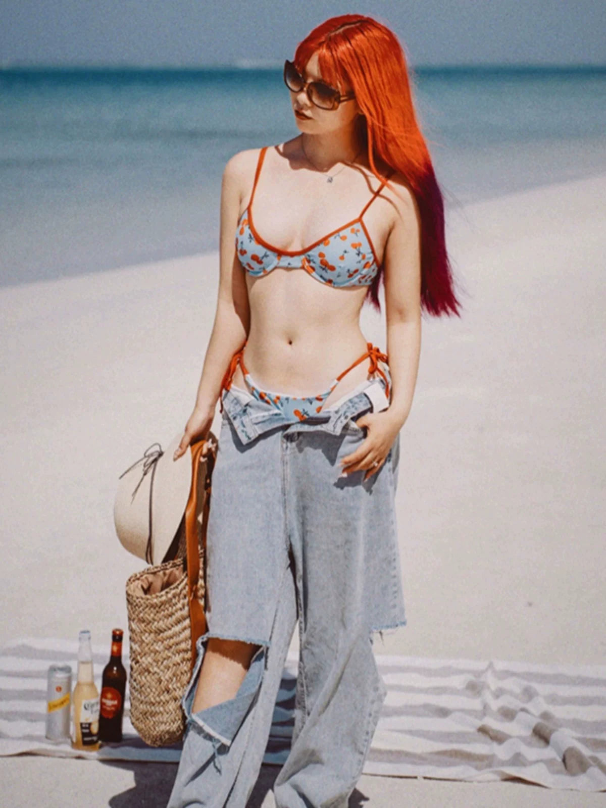 RETRO CHERRY PRINT BIKINI SET