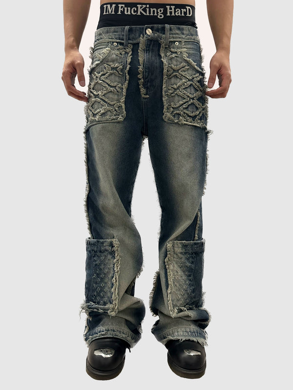 FLARED DENIM WASH JEANS