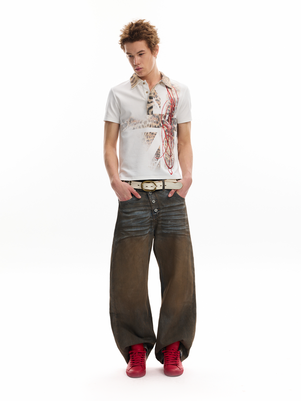 DISTRESSED SILVER BATIK JEANS