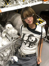 Y2K SKULL POLKA DOT TEE