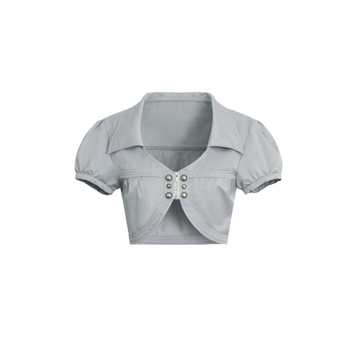 GLOSSY SATIN V-NECK JACKET