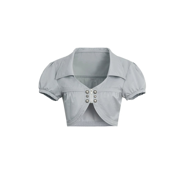 GLOSSY SATIN V-NECK JACKET