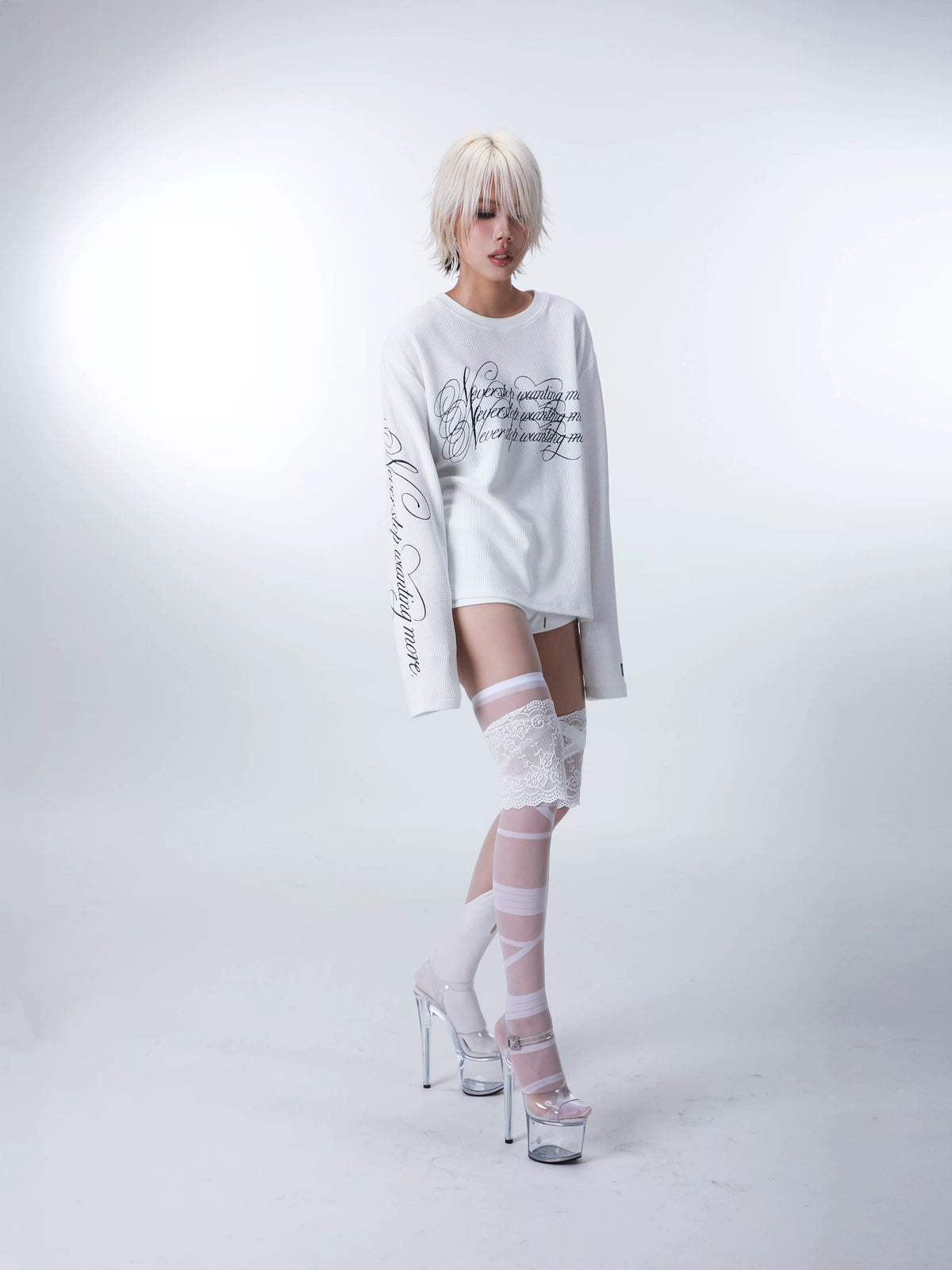 EMBROIDERED DESIRE SLOGAN T-SHIRT