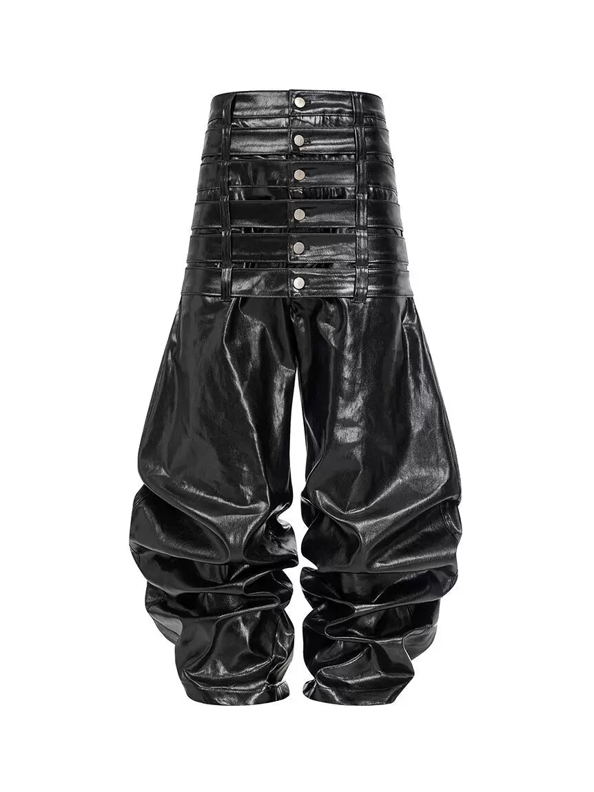 MULTI-WAIST LEATHER PANTS