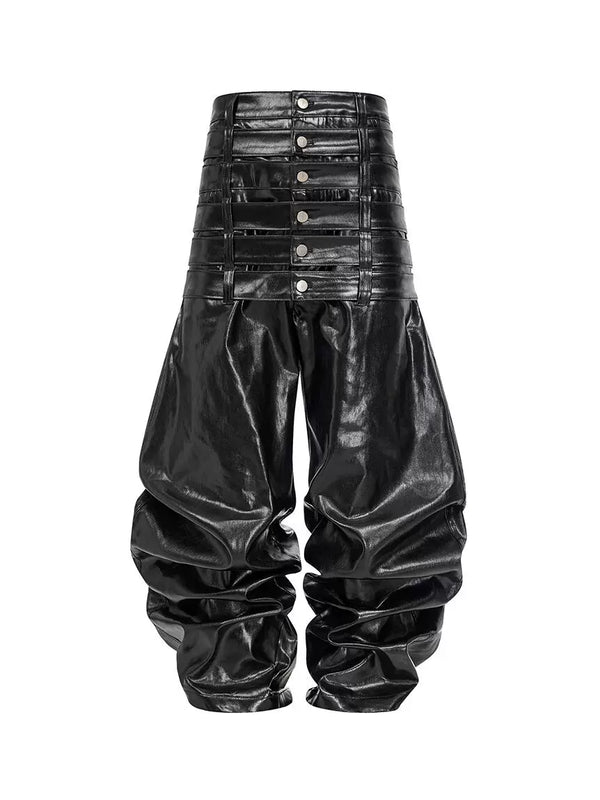 MULTI-WAIST LEATHER PANTS